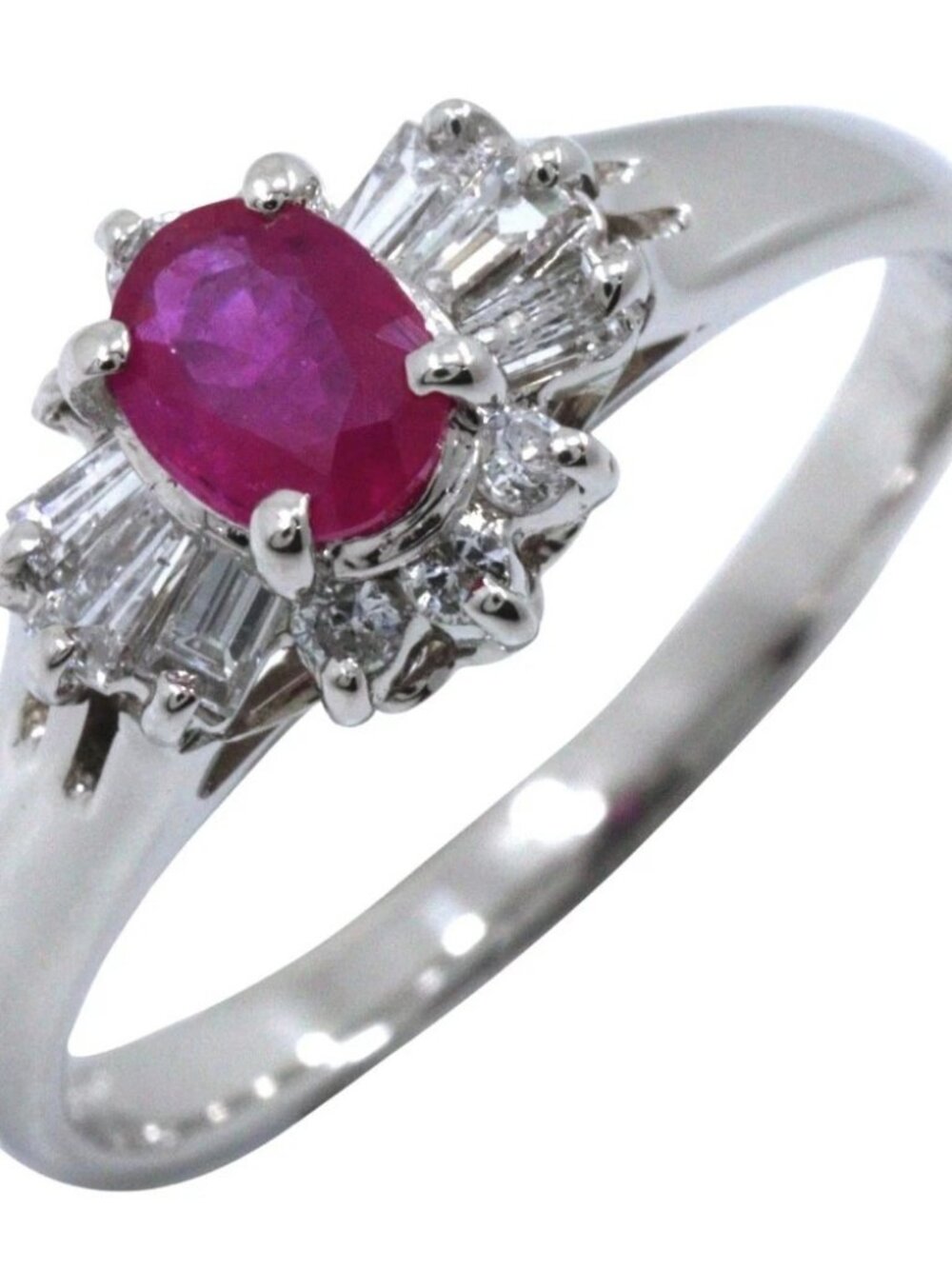 Ring Pt850Platinum/Ruby/diamond #6.4(US Size) 3.4g Women